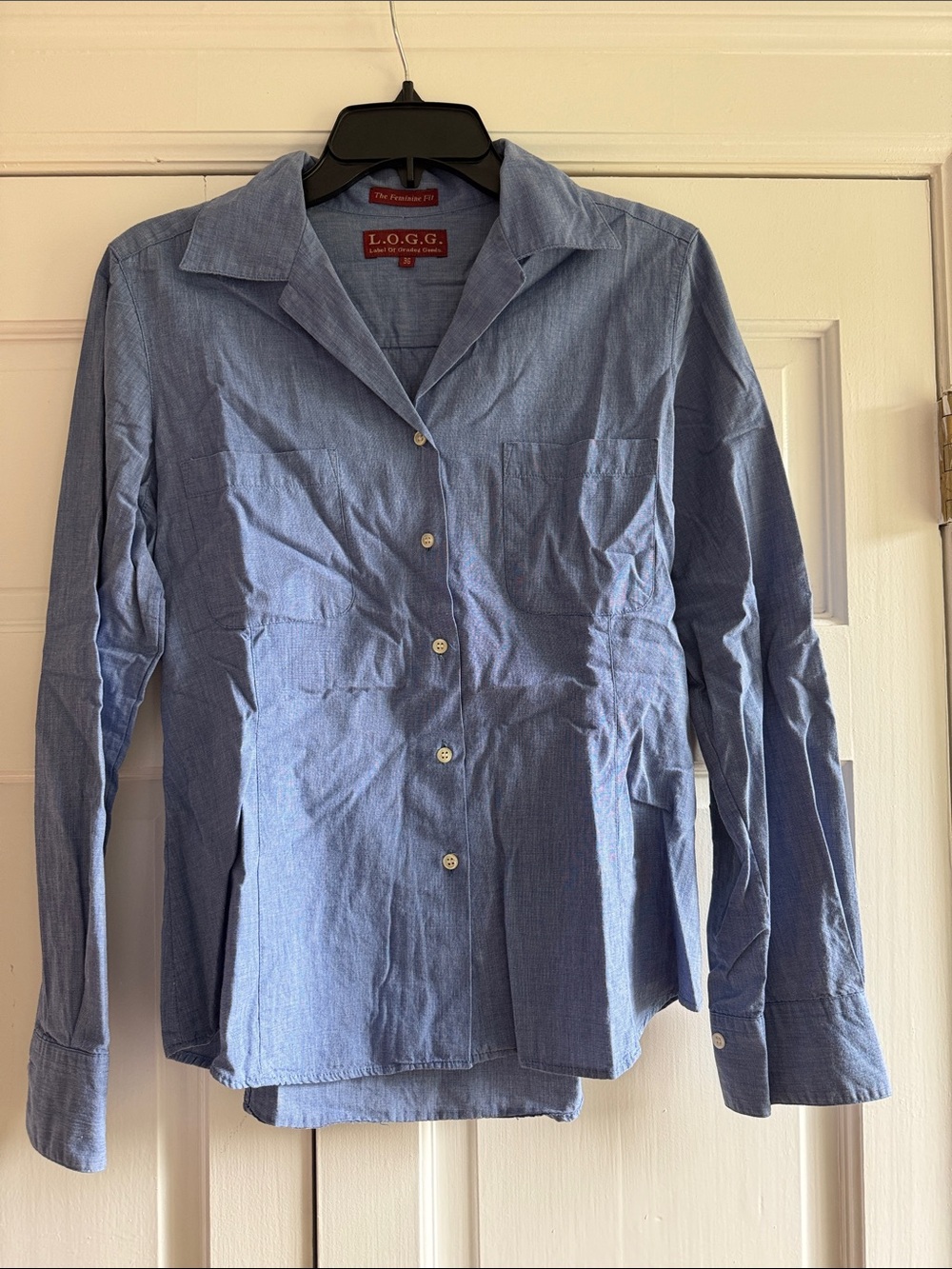 H&M Women's Light Blue Button-Front Shirt